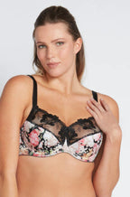 Fayreform Wild Violet UW Bra in Hydrangea with D-cup, featuring floral lace design and underwire support.
