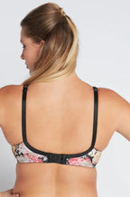 Fayreform Wild Violet UW Bra with Hydrangea pattern, featuring underwire support and D cup, in vibrant violet fabric.