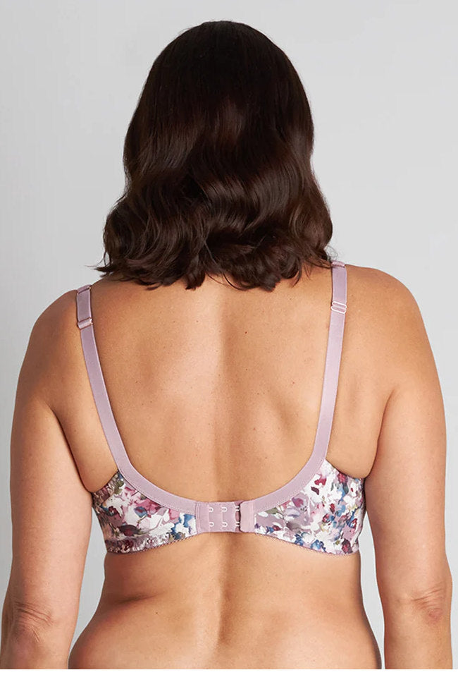 Elderberry underwire bra with lace detailing, size 22E by Fayreform