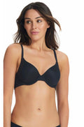 Black full coverage convertible bra with seamless design by Fineline, suitable for E cup sizes.