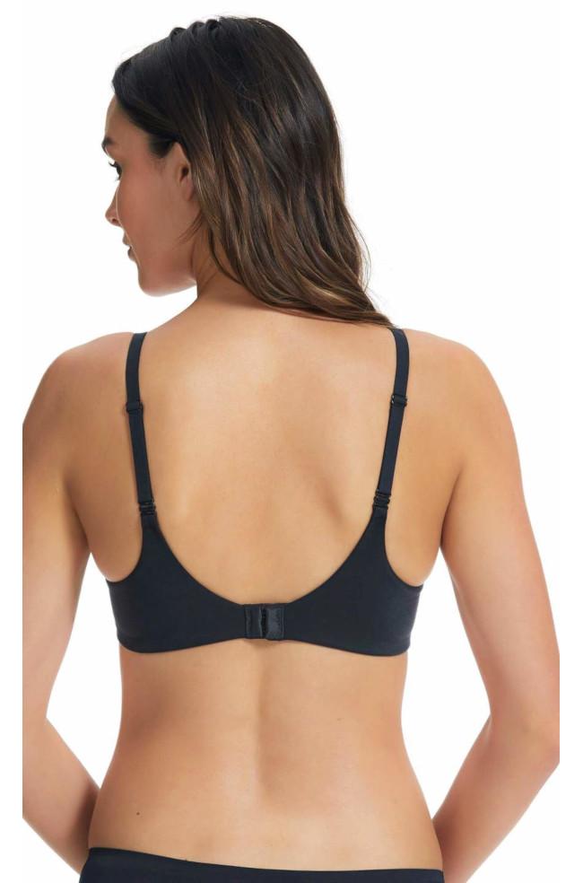 Black full coverage convertible bra with adjustable straps by FINELINE, designed for comfort and support.