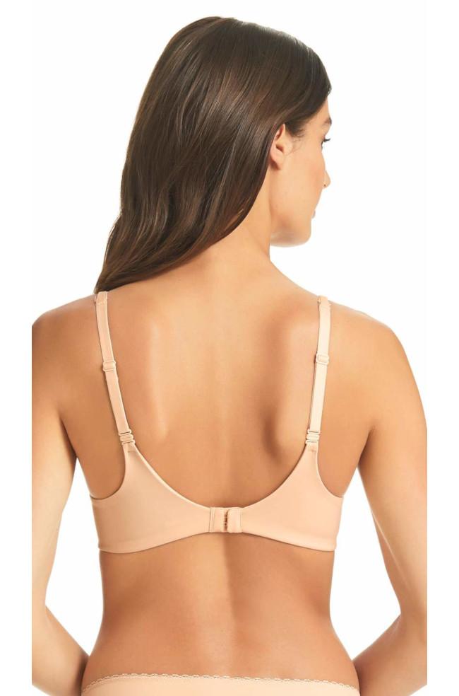 Nude full coverage convertible bra from Fineline with smooth contouring and adjustable straps.