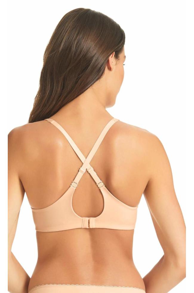 Nude full coverage convertible bra with contouring support, by Fineline, available in multiple E cup sizes.