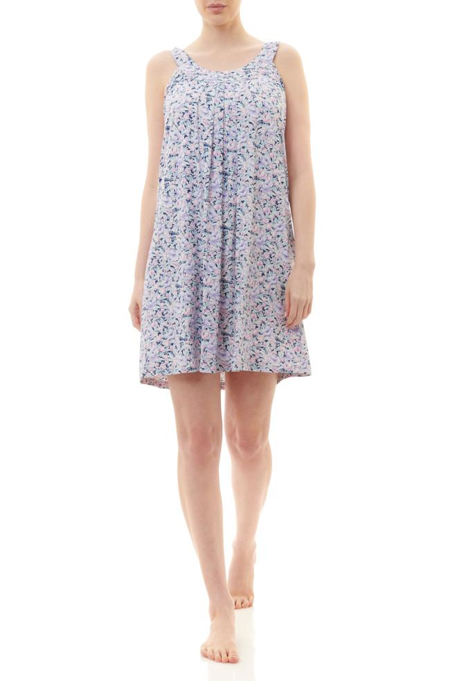 Royal and lilac sleeveless short nightie from Givoni, made for summer sleepwear, available in size S.