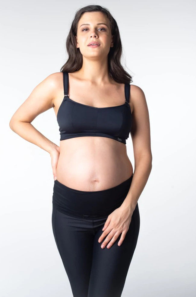 Hot Milk black wirefree cotton maternity sports bra with A-frame support