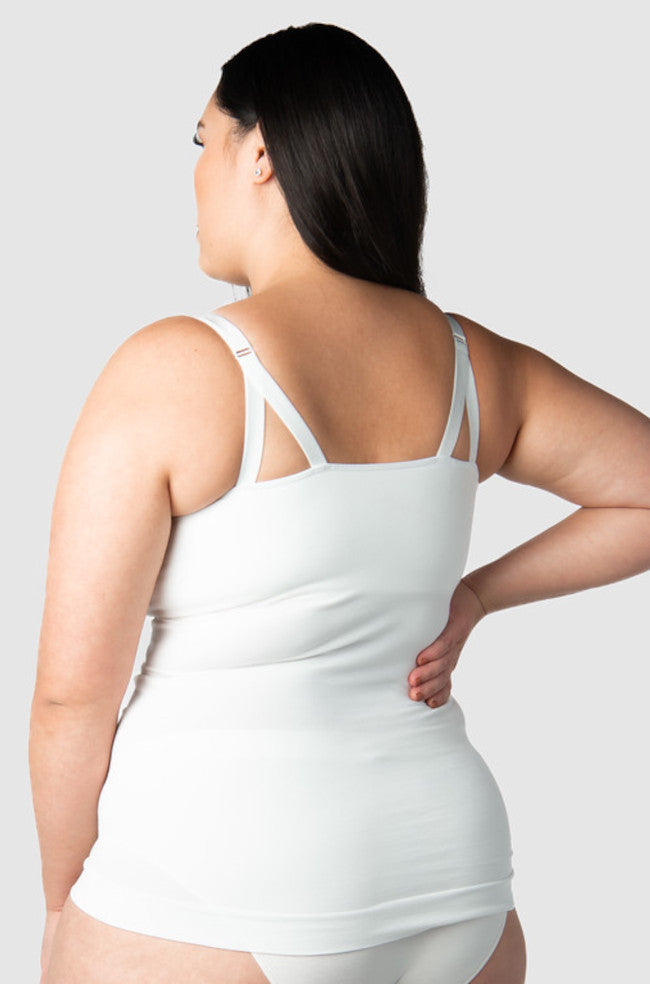White maternity camisole with adjustable straps by HOT MILK, available in sizes S and XL.