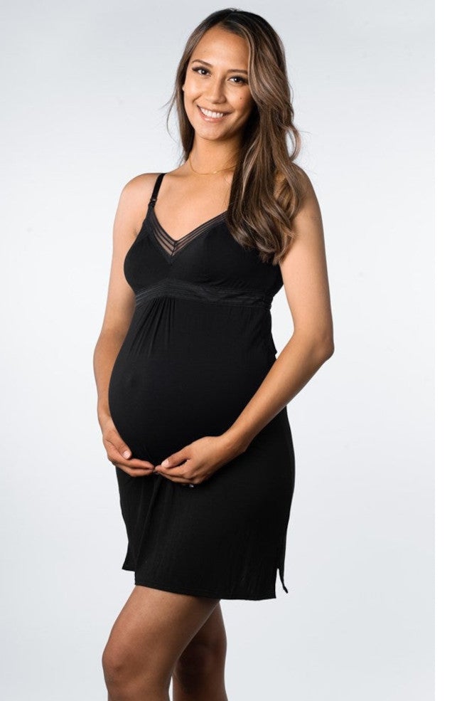 Black wirefree nightie from Hotmilk with drop-down cups for nursing, designed for comfort and functionality.