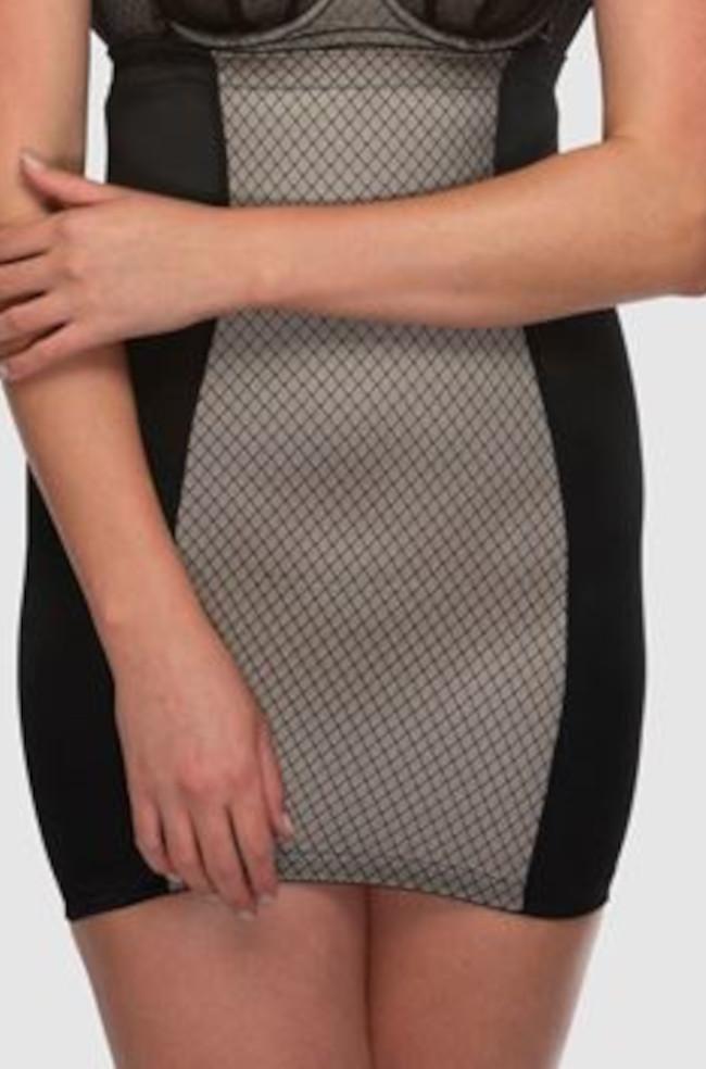 Black high waist shaping slip by Hush Hush, firm control, adjustable straps, size 18.