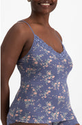 Jockey blue floral camisole with lace detail and adjustable straps, size 8