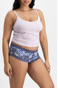 Dusty blue floral Jockey Parisienne boyleg brief, size 16, showcasing soft fabric and comfortable fit.