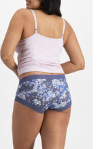 Dusty blue floral JW Parisienne boyleg brief by Jockey, size 16, featuring a comfortable fit and stylish design.