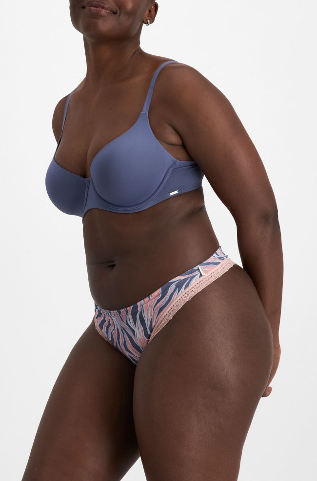 Peach and blue JW Paris G-string underwear by JOCKEY, featuring a delicate design and available in multiple sizes.