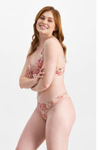 Pink floral G-string underwear by Jockey, size 18, featuring delicate floral print and stretchy fabric.