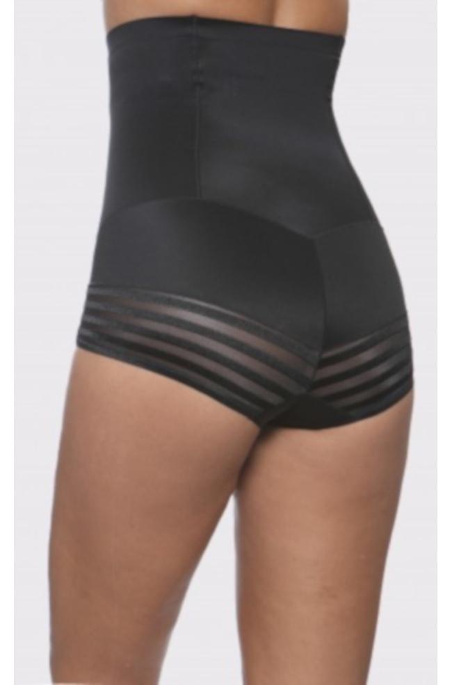 High waist seamless tummy control shaping brief in black and nude, featuring an anti-roll waistband and full coverage design