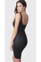 Lightweight black and nude reversible shaping slip by LaSculpte for tummy control and body contouring.
