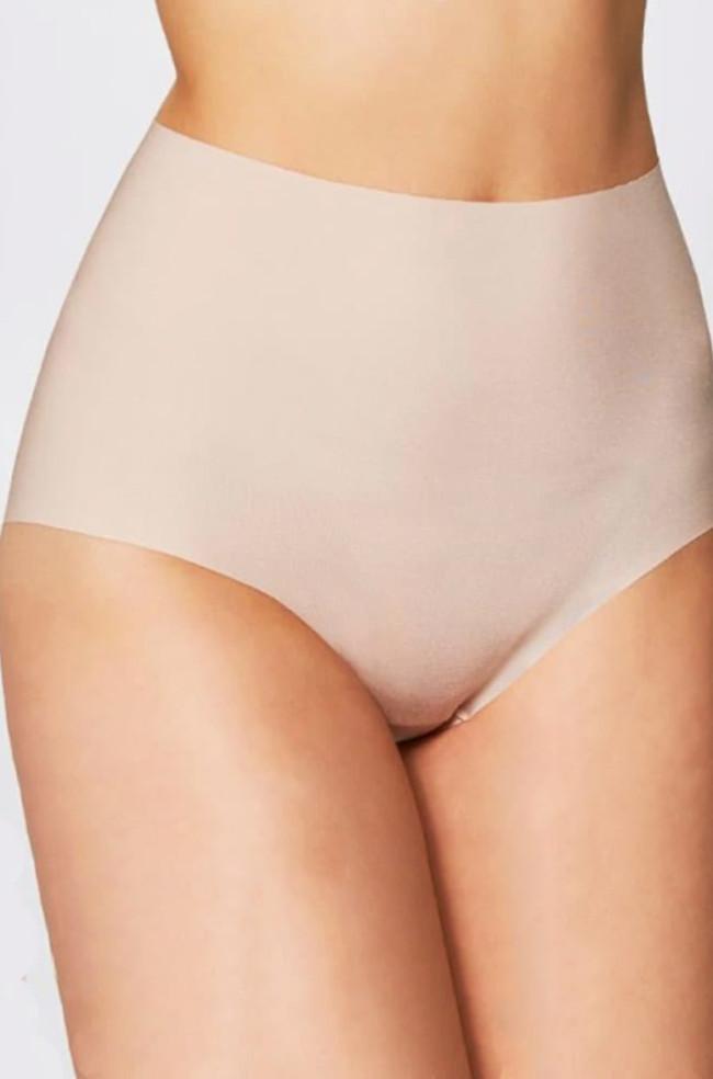 Rose quartz laser cut full brief underwear by La Sculpte, featuring smooth edges and elegant design.