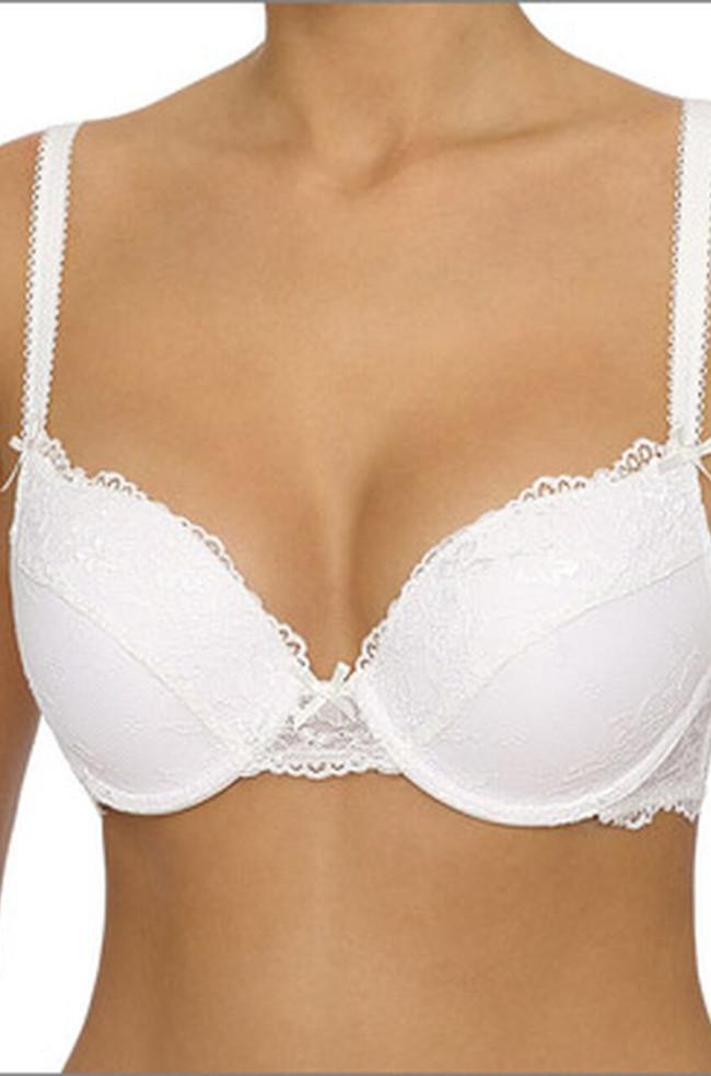 Ivory lace underwire gel push-up bra from LingaDore, featuring delicate lace detailing, available in size 14A.