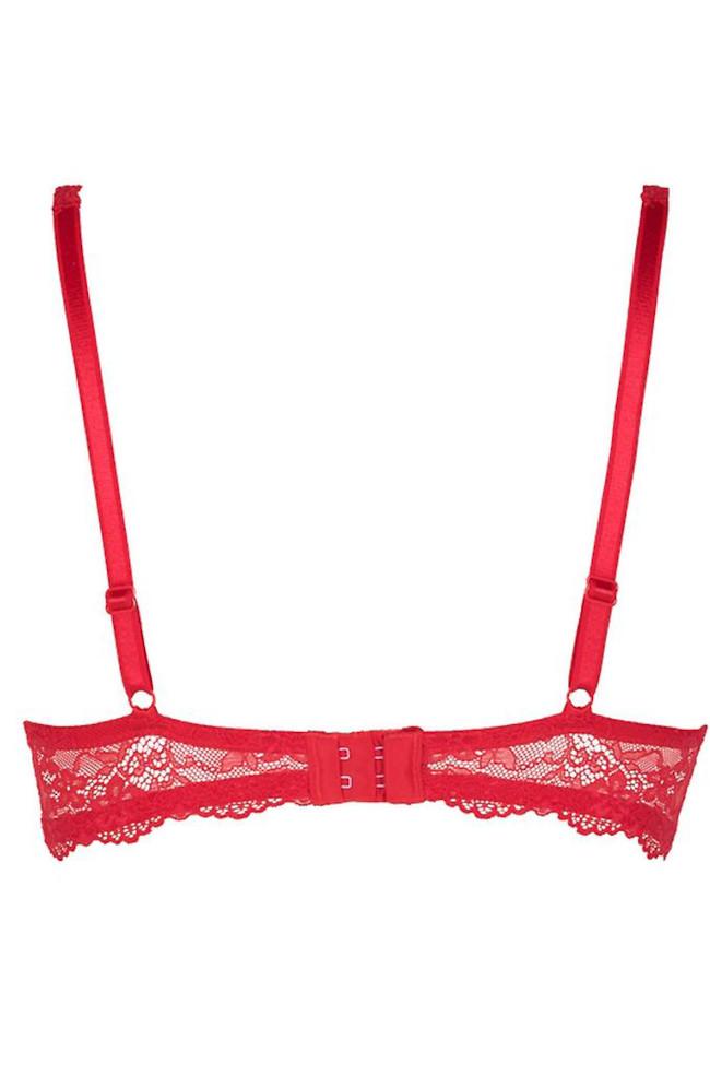 Red Lingadore Daily Tee Shirt with UW gel bra and scalloped lace details, available in A cup sizes.