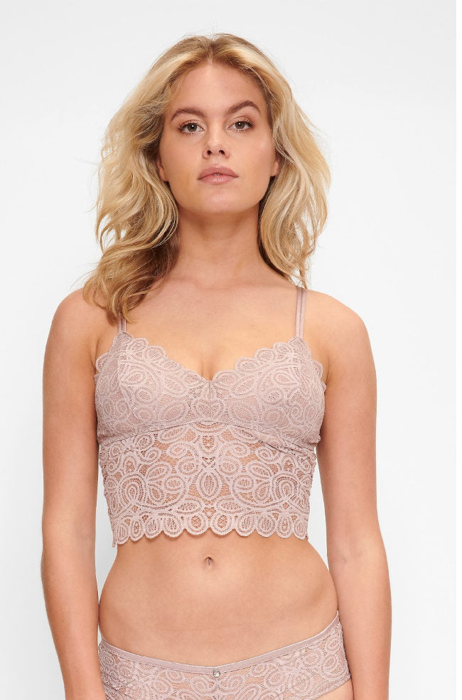 Lingadore Elegance Wirefree Lace Bralette Crop Top - Bark - Not Just Bras