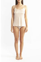 Black silk camisole by Love and Lustre, featuring a smooth texture and adjustable straps, available in size 10.