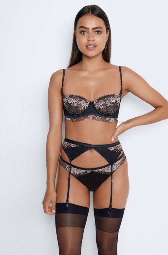 Love Me Suspender (Black Scallop Shell) Available in size S only - Not Just Bras