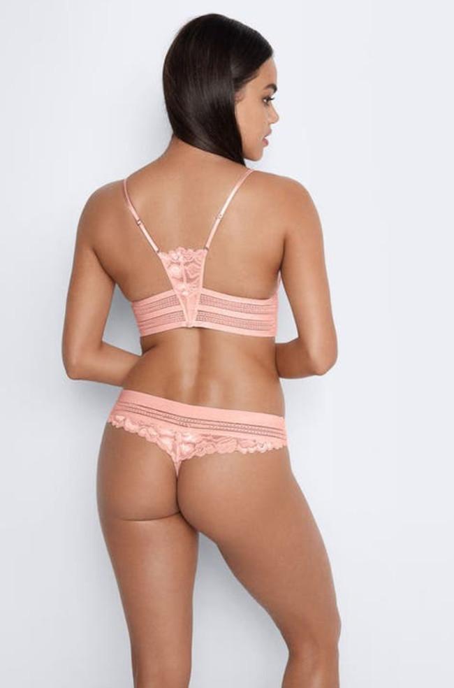 Pink lace thong with wide elastic waistband, size XL by Me