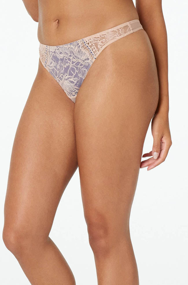 Tuscany and navy G-string underwear by Me, available in sizes M and L, featuring a soft fabric design.