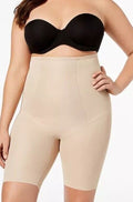 Beige Lycra high waist thigh slimmer shapewear by Miraclesuit for tummy control and anti-chafing support