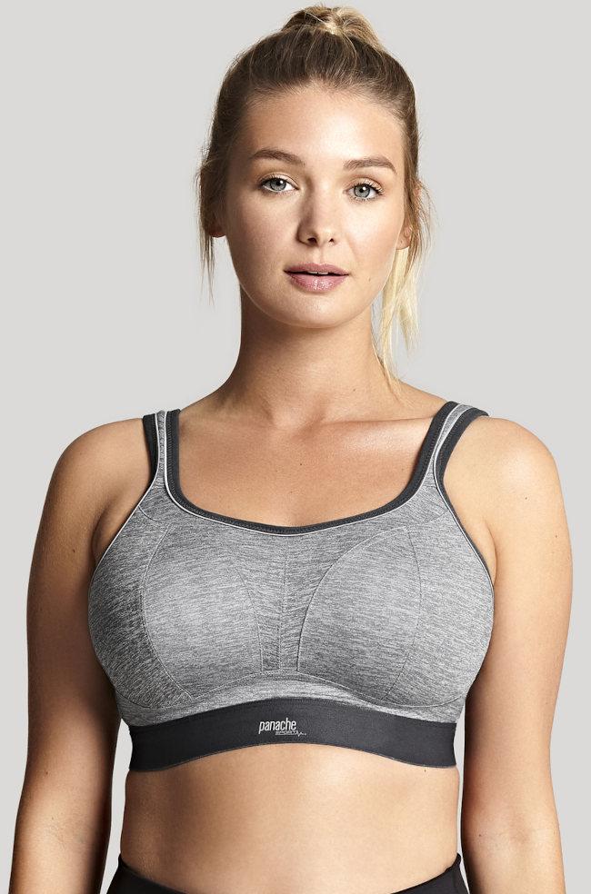Charcoal marle wirefree sports bra by Panache in B cup for larger cup sizes