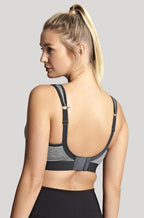 Charcoal marle wirefree sports bra by Panache, designed for larger cup sizes, featuring a comfortable fit.