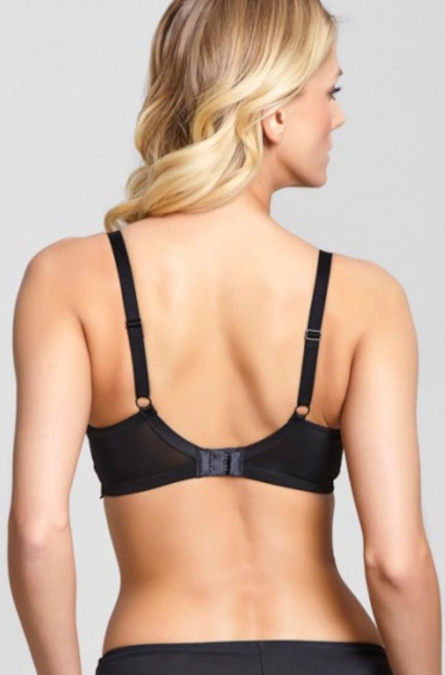Panache Ana plunge bra in black with semi-sheer lace D-GG cups