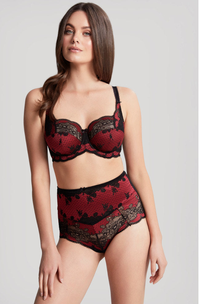 Panache Clara underwired full coverage bra in Noir Ruby with supportive cups and elegant design featuring black and ruby accents.