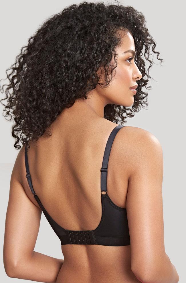 Panache black wirefree nursing bra for larger cup sizes, featuring soft fabric and adjustable straps.