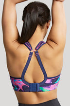 Cyber Swirl sports bra by Panache, underwired, available in size 8F.