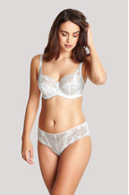 Ivory lace underwire bra by Panache, supportive design for D-H cups, featuring elegant detailing.