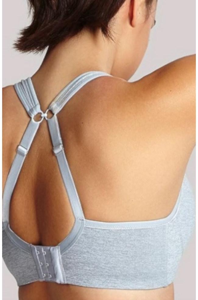 Grey marle Panache sports bra with adjustable straps, designed for larger cup sizes