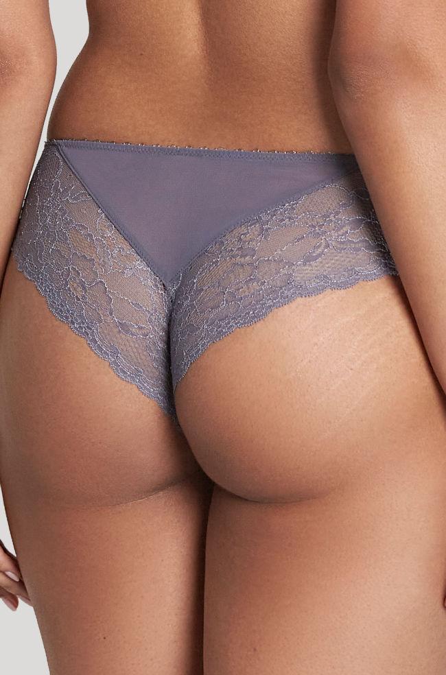Grey animal print lace brief, size 18, by Panache, featuring intricate lace detailing and comfortable fit.