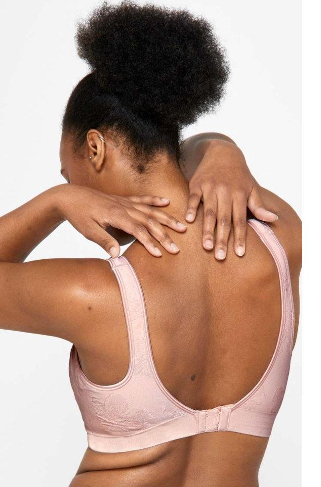 Nude Flex Fit Contour Wirefree Bra by Playtex, featuring soft cups and seamless design for comfort.