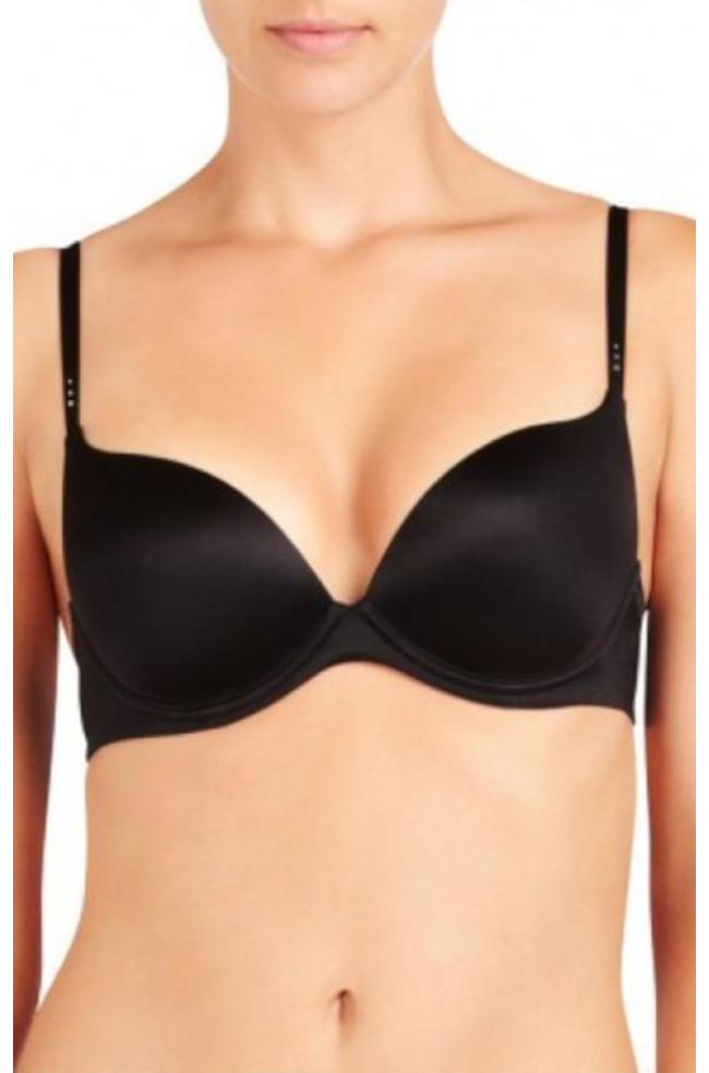 Black OMB UW push-up T-shirt bra with soft cups by Pleasure State, available in A, B, and C cup sizes.
