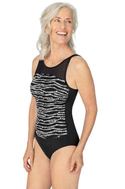 Reflection One Piece Swimsuit (Black & White)