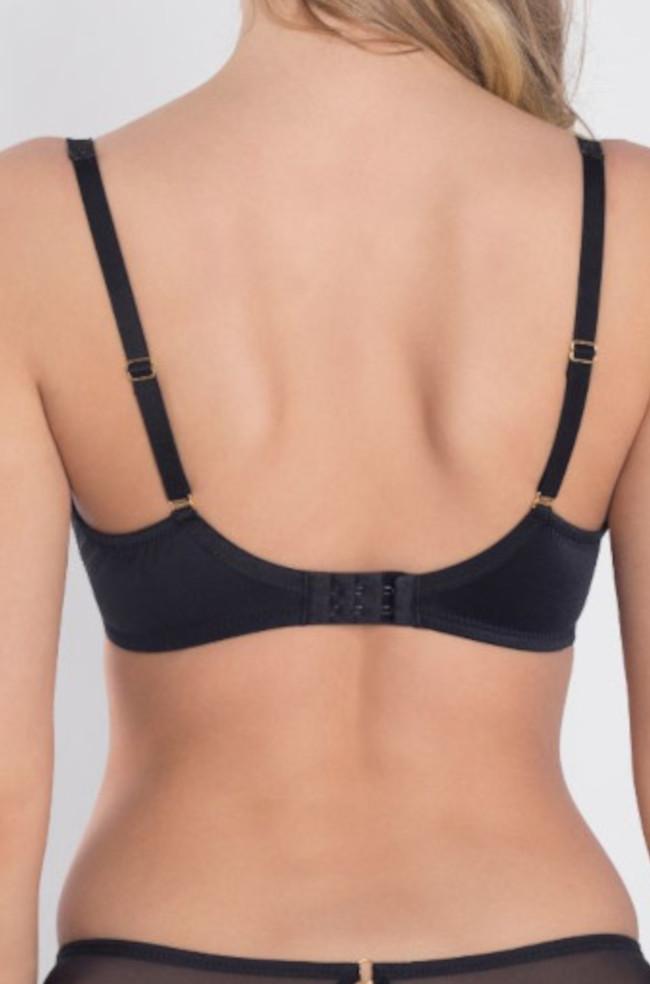 Black and nude Perla UW bra with lace detailing, designed for larger cup sizes by Samanta.