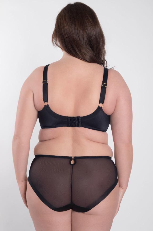 Perla Semi-Sheer Full Brief - Black with Gold Fittings - Not Just Bras