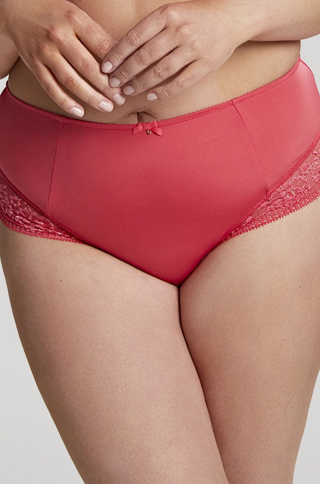 Sculptresse Roxie high waist brief in hot coral, designed for size 24, featuring comfortable fit and vibrant color.