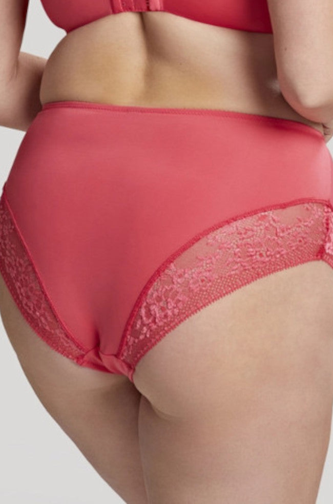 Sculptresse Roxie high waist brief in hot coral, size 24, featuring comfortable fit and seamless design.