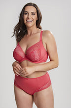 SCULPTRESSE Roxie high waist brief in hot coral, size 24, with smooth fabric and comfortable fit.