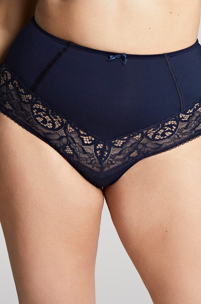 Navy high waist briefs by Sculptress in size 22, offering full coverage and stylish comfort.
