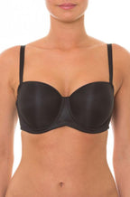 Black Triumph silhouette strapless underwire bra with molded cups, designed for a smooth fit and support.