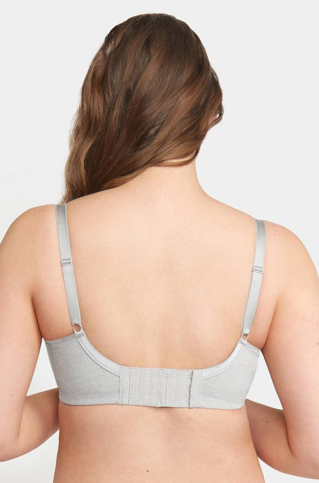 Grey marle wirefree maternity bra with adjustable band, featuring a comfortable A-frame support design by Triumph.