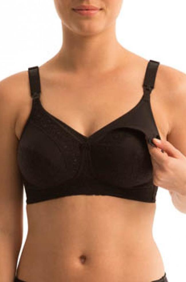 Black lace softcup maternity bra by Triumph, available in D-DD sizes 12-16