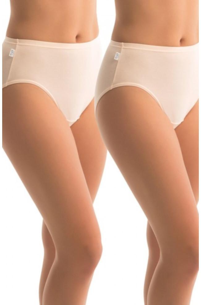 2-pack Sloggi Hikini Briefs in black and fresh powder, sizes 12 and 14, soft stretch fabric for comfort